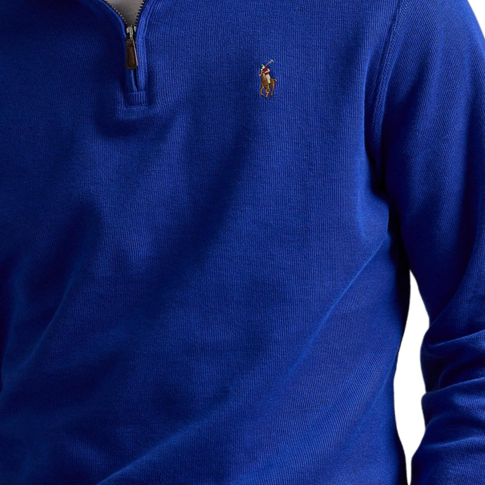Purchase Polo Ralph Lauren SS25 Logo Kuda Separuh Zip Lengan Panjang Biru. 710671929-067
