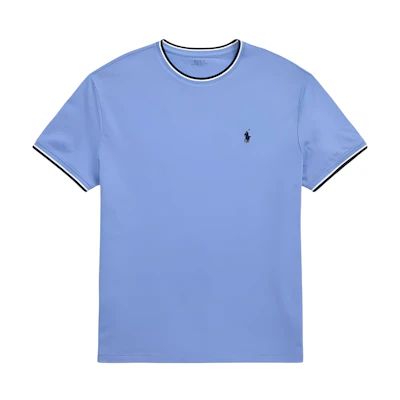 Polo Ralph Lauren SS25 Striped Crewneck Pony Embroidery Blue Tee for Men. 710963492-004