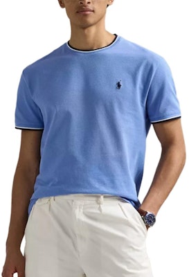 Polo Ralph Lauren SS25 男裝藍色條紋刺繡小馬標圓領短袖T恤 710963492-004 Lookbook Polo Ralph Lauren SS25 男裝藍色條紋刺繡小馬標圓領短袖T恤 710963492-004