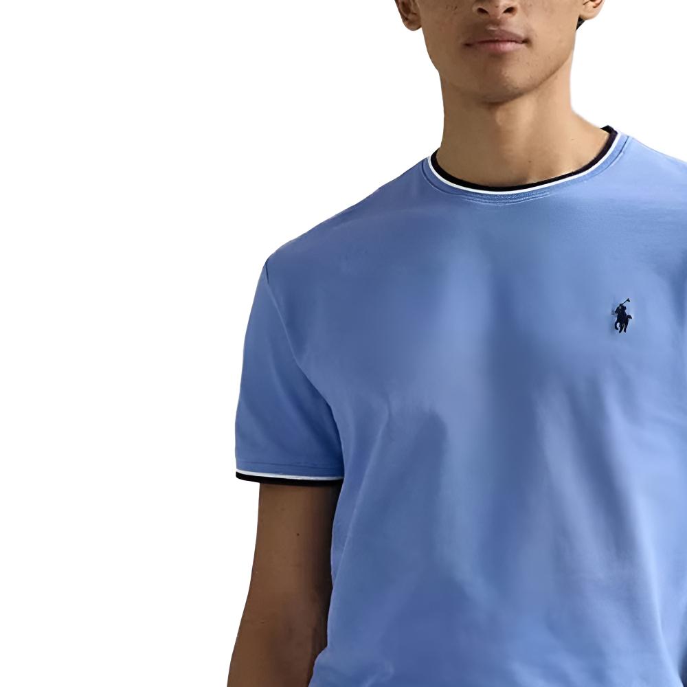 Purchase Polo Ralph Lauren SS25 男裝藍色條紋刺繡小馬標圓領短袖T恤 710963492-004