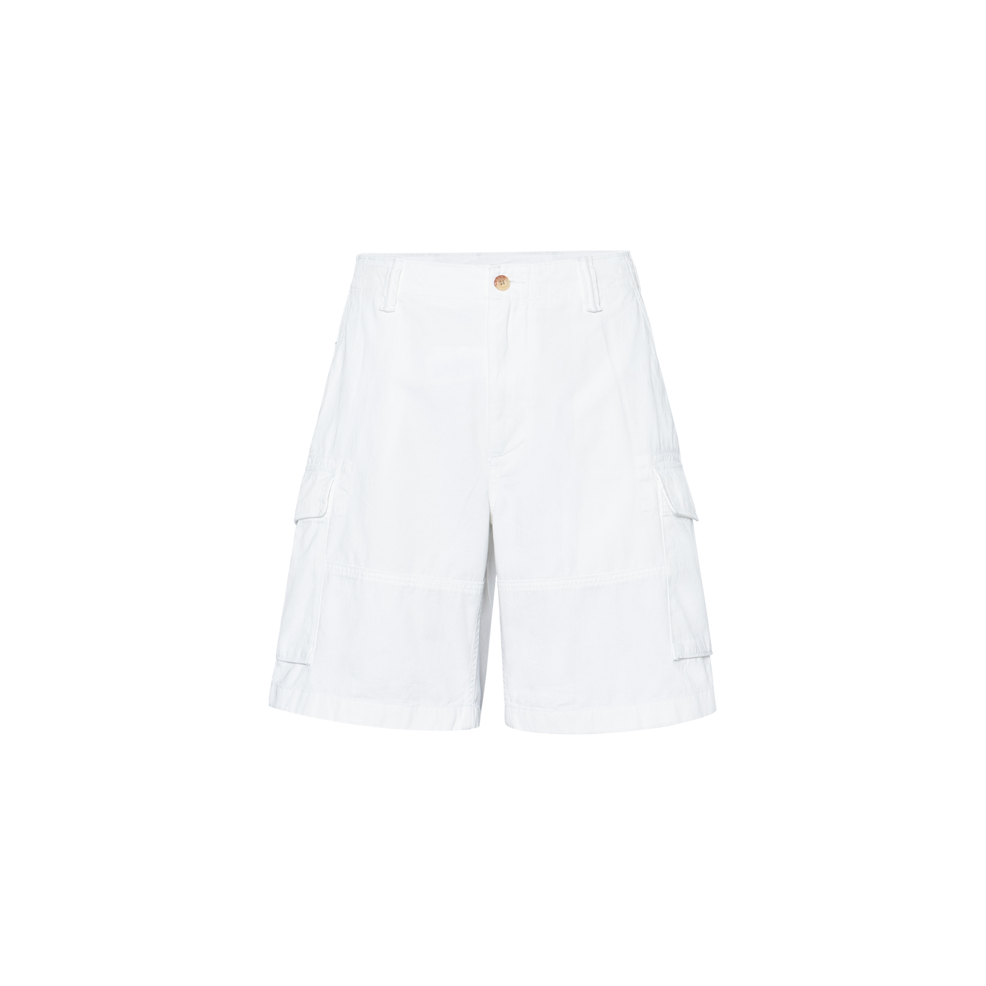 Polo Ralph Lauren SS25 White  Straight-Fit Casual Shorts with Logo Patch. 710726941-006