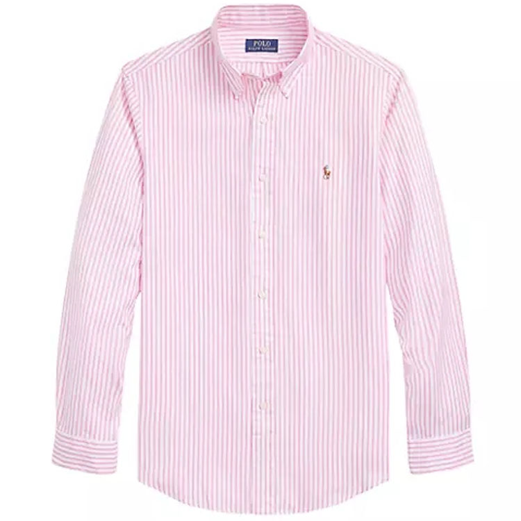 Order Polo Ralph Lauren 條紋刺繡Logo粉紅色長袖休閒襯衫 男士款 710879993-002