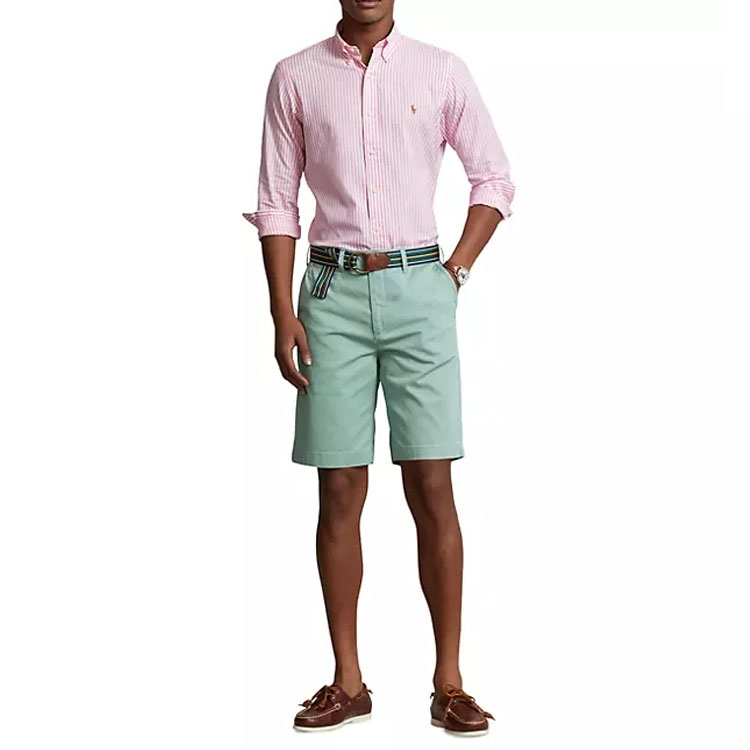 Lookbook Polo Ralph Lauren 條紋刺繡Logo粉紅色長袖休閒襯衫 男士款 710879993-002