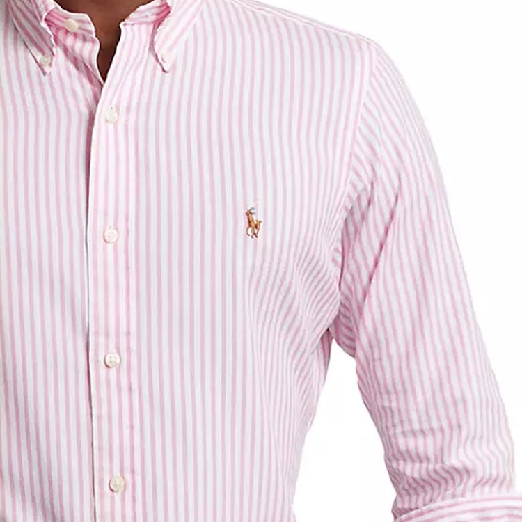 Details for Polo Ralph Lauren 條紋刺繡Logo粉紅色長袖休閒襯衫 男士款 710879993-002