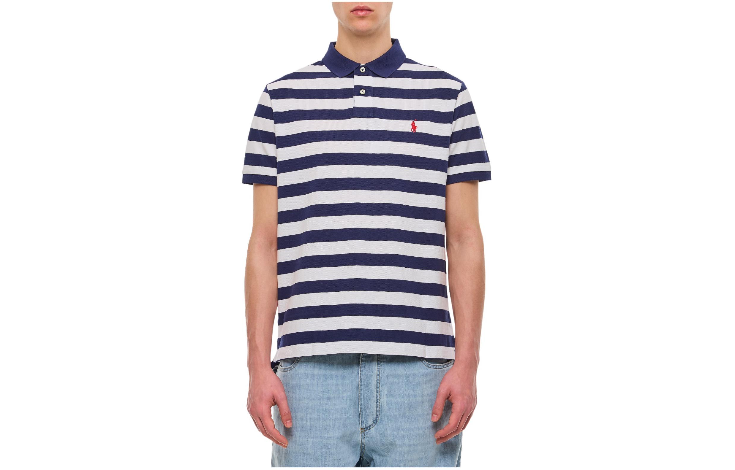 Order Polo Ralph Lauren 條紋刺繡Logo短袖男款POLO衫 藍白色 710934552-001