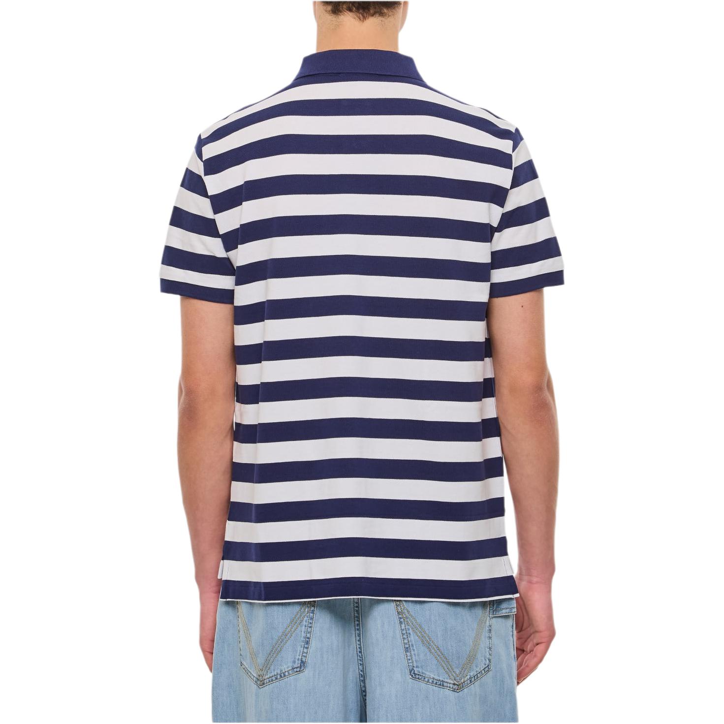 Purchase Polo Ralph Lauren 條紋刺繡Logo短袖男款POLO衫 藍白色 710934552-001