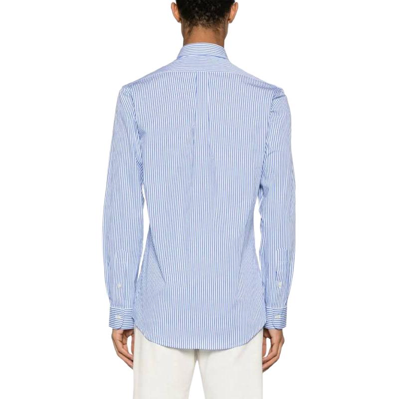 Shop Polo Ralph Lauren Striped Slim Fit Button-Down Long Sleeve Shirt Men Light Blue 710929344-001