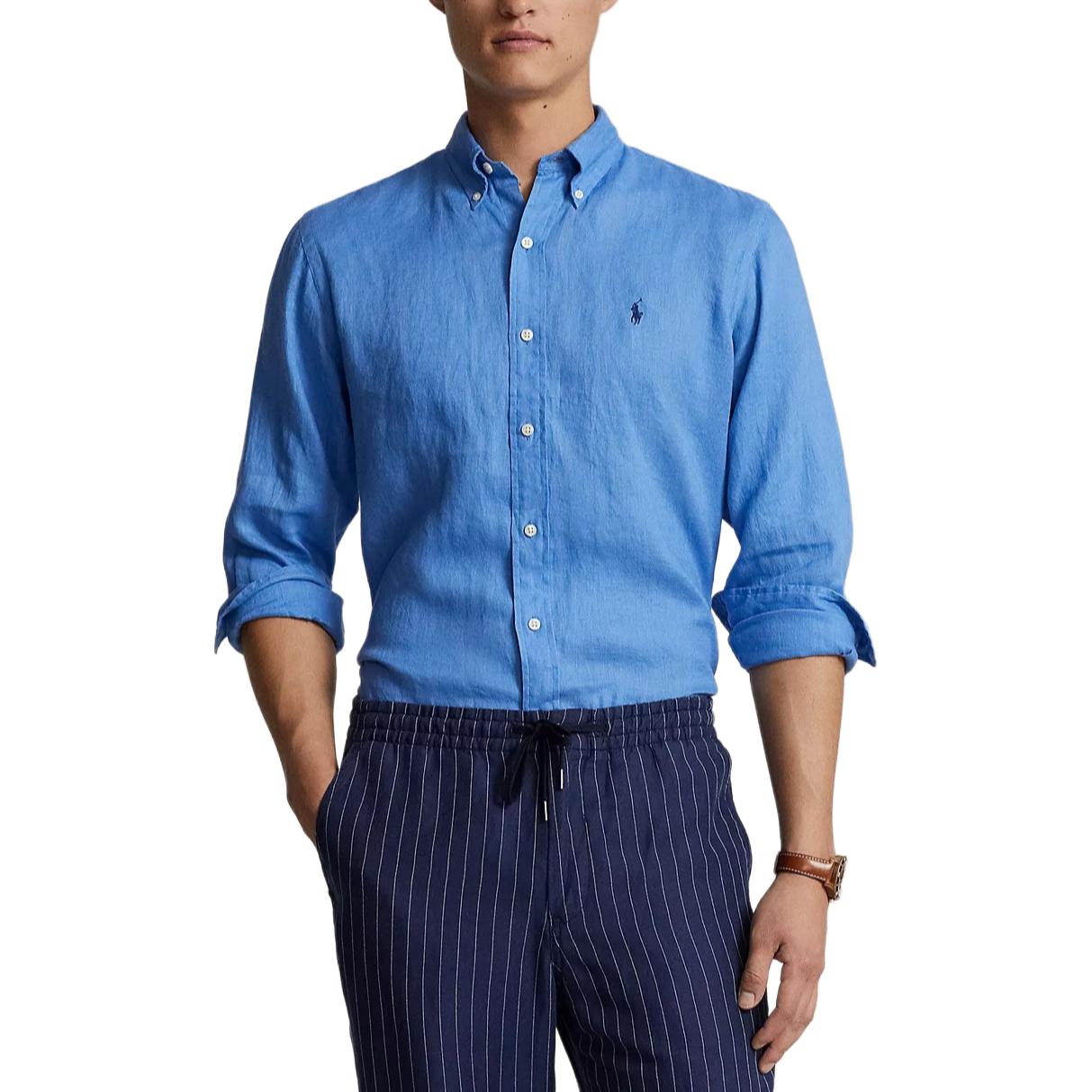 Polo Ralph Lauren Summer Blue Long Sleeve Shirt with Embroidered Logo for Men 710791449-031 圖 2