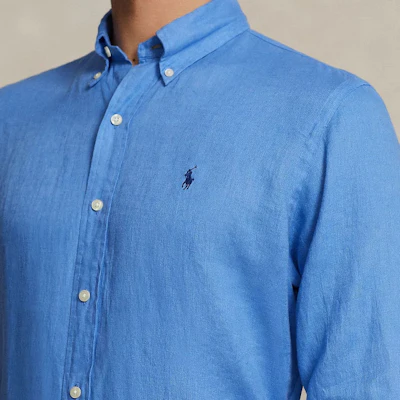 ポロラルフローレン メンズ 夏用ブルー刺繍ロゴ入り長袖シャツ 710791449-031 Shop ポロラルフローレン メンズ 夏用ブルー刺繍ロゴ入り長袖シャツ 710791449-031