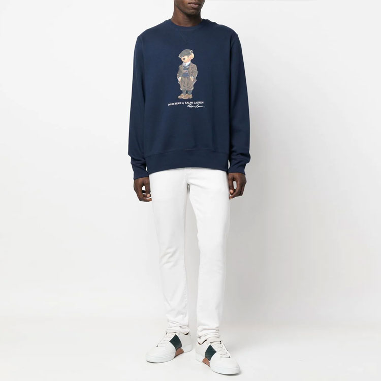 Shop 폴로 랄프 로렌 테디 베어 로고 크루넥 스웨트셔츠 블루. 710853308-014