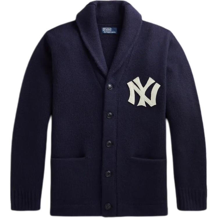 Polo Ralph Lauren x Yankees Logo Print Navy Blue Cardigan Sweater  FW24. MNPOSWE16820548-410