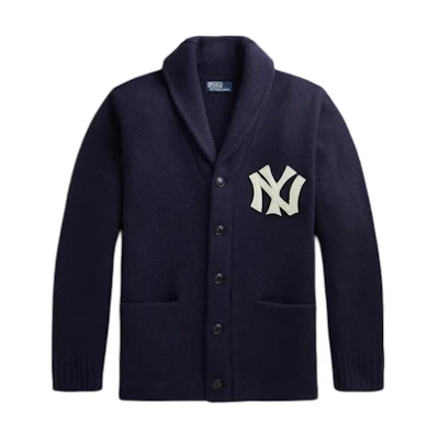 Polo Ralph Lauren Yankees Logo Print Navy Blue Cardigan Sweater FW24. MNPOSWE16820548-410