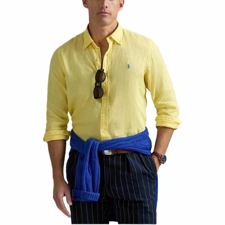 Polo Ralph Lauren Yellow Logo Embroidered Long Sleeve Shirt for Men. 710968915-011 圖 4