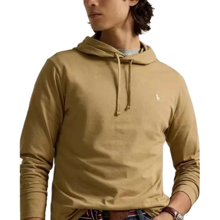 Shop Polo Ralph Lauren黄色印花抽绳连帽卫衣毛衣 710847203-081