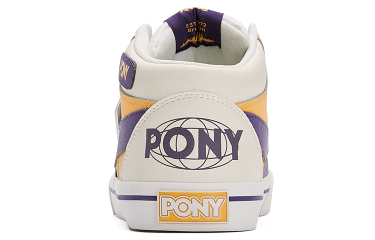 Shop PONY Atop 多彩拼色休閒 中幫 板鞋 男女同款 白紫黃