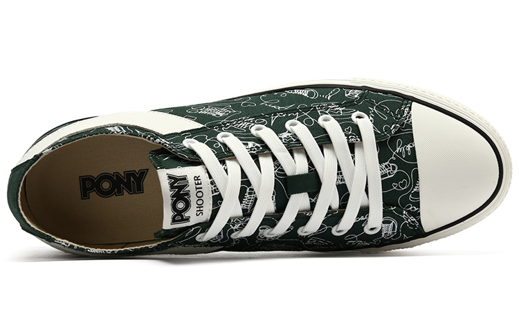 Shop PONY Canvas Low ''Donkergroene Print'' 12M1SH04BN