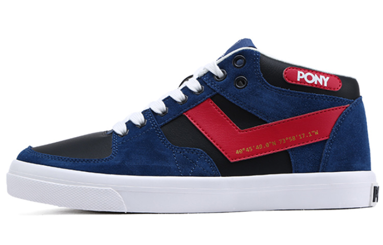 PONY Casual Mid-Top Sneakers 'Black Blue'