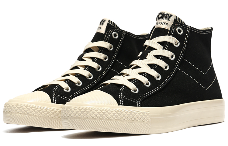 Lookbook PONY Hoge Canvas Schoenen ''Zwart Imitatiebont'' 14U1SH09BK