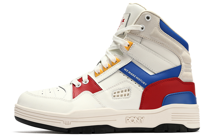 PONY M-100 High-Top Basketball Sneakers 'White Red'