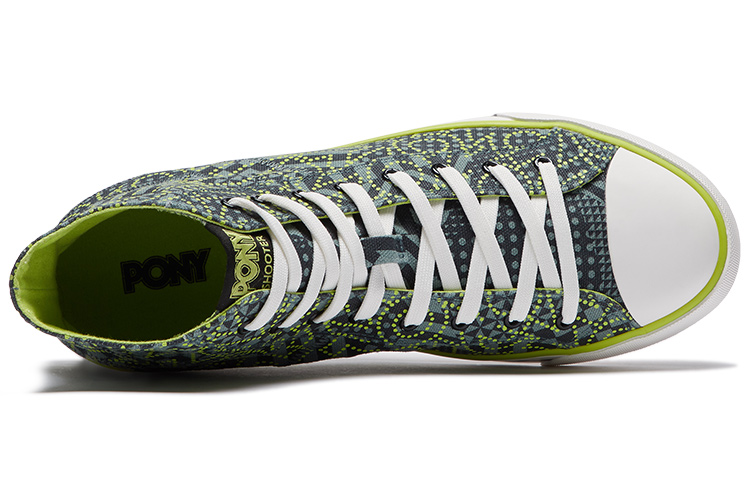 Shop PONY ReflectiveHigh Top Canvas Sneakers Black 01M1SH05BK