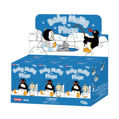 Pop Mart Baby Molly Pingu Happy Fishing Plush Pendant Sealed Case (6 Blind Box)