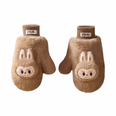 Pop Mart The Monsters Labubu Warm Fluffy Holiday Series Plush Gloves