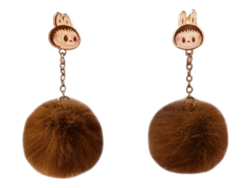 Pop Mart The Monsters Labubu Warm Fluffy Holiday Series Pompom Earring