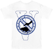 Pop Smoke x Vlone Stop Snitching T-Shirt White/Blue Pop Smoke x Vlone Stop Snitching T-Shirt White/Blue