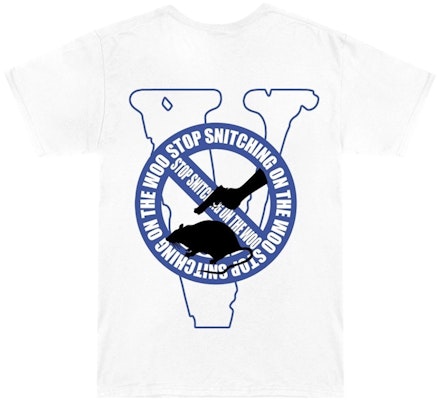 Pop Smoke x Vlone Stop Snitching T-Shirt White/Blue Buy Pop Smoke x Vlone Stop Snitching T-Shirt White/Blue