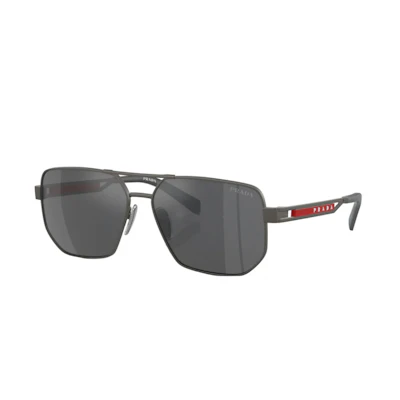 PRADA Aviator Sunglasses Grey with Logo on Temples. PS51ZS19K60A
