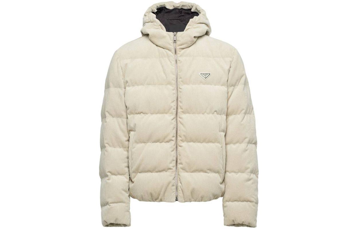 PRADA  Beige Hooded Zip-Up Down Jacket SGC072-1RL7-F0K74-S-232