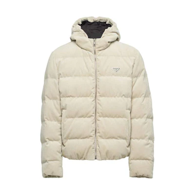 PRADA Beige Hooded Zip-Up Down Jacket SGC072-1RL7-F0K74-S-232