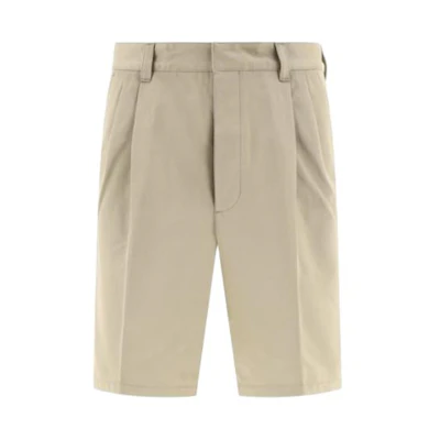 PRADA Beige Mid-Waist Casual Straight-Leg Shorts. SPH343-1UPX-F0065-S-OOO