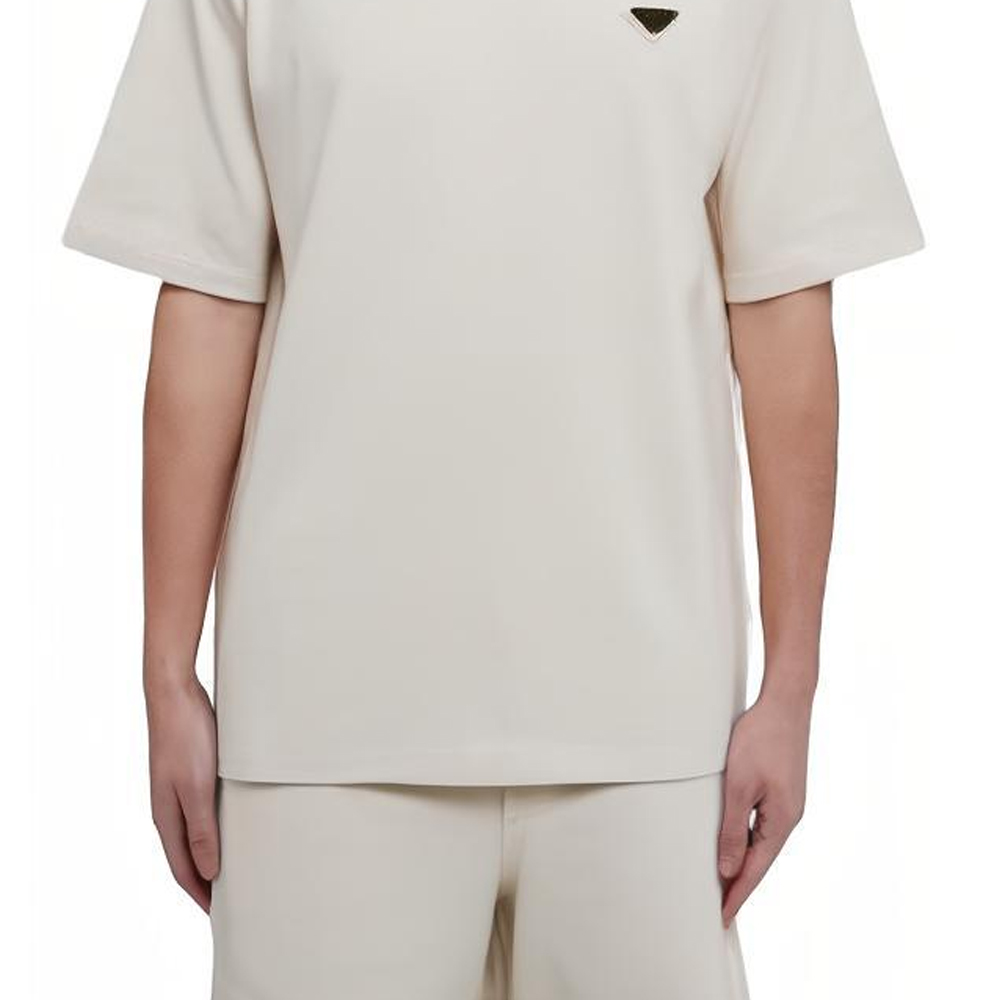 PRADA  Beige Solid Color Crewneck Casual T-Shirt UJN861-14LK-F0018 圖 5