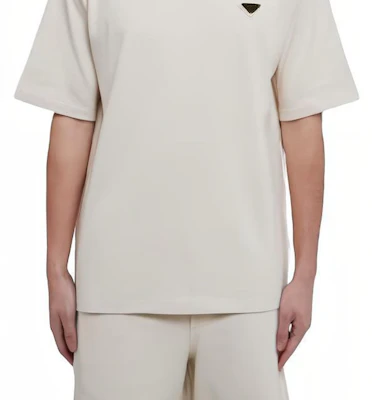 PRADA Beige Solid Color Crewneck Casual T-Shirt UJN861-14LK-F0018 Purchase PRADA Beige Solid Color Crewneck Casual T-Shirt UJN861-14LK-F0018