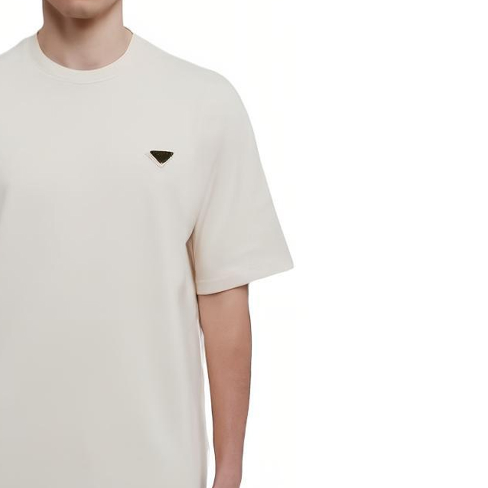 PRADA  Beige Solid Color Crewneck Casual T-Shirt UJN861-14LK-F0018 圖 6