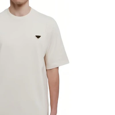 PRADA Beige Solid Color Crewneck Casual T-Shirt UJN861-14LK-F0018 Details for PRADA Beige Solid Color Crewneck Casual T-Shirt UJN861-14LK-F0018
