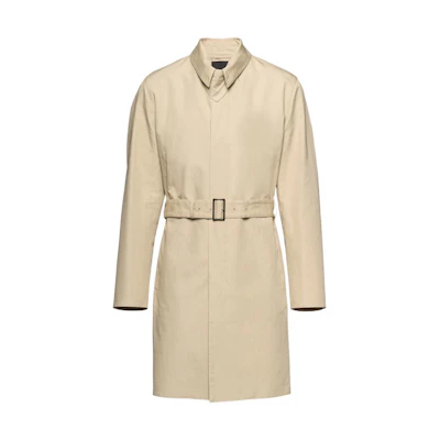 PRADA Beige Solid Color Lace-Up Mid-Length Loose Fit Overcoat SGC003-1Z8Z-F0065-S-221