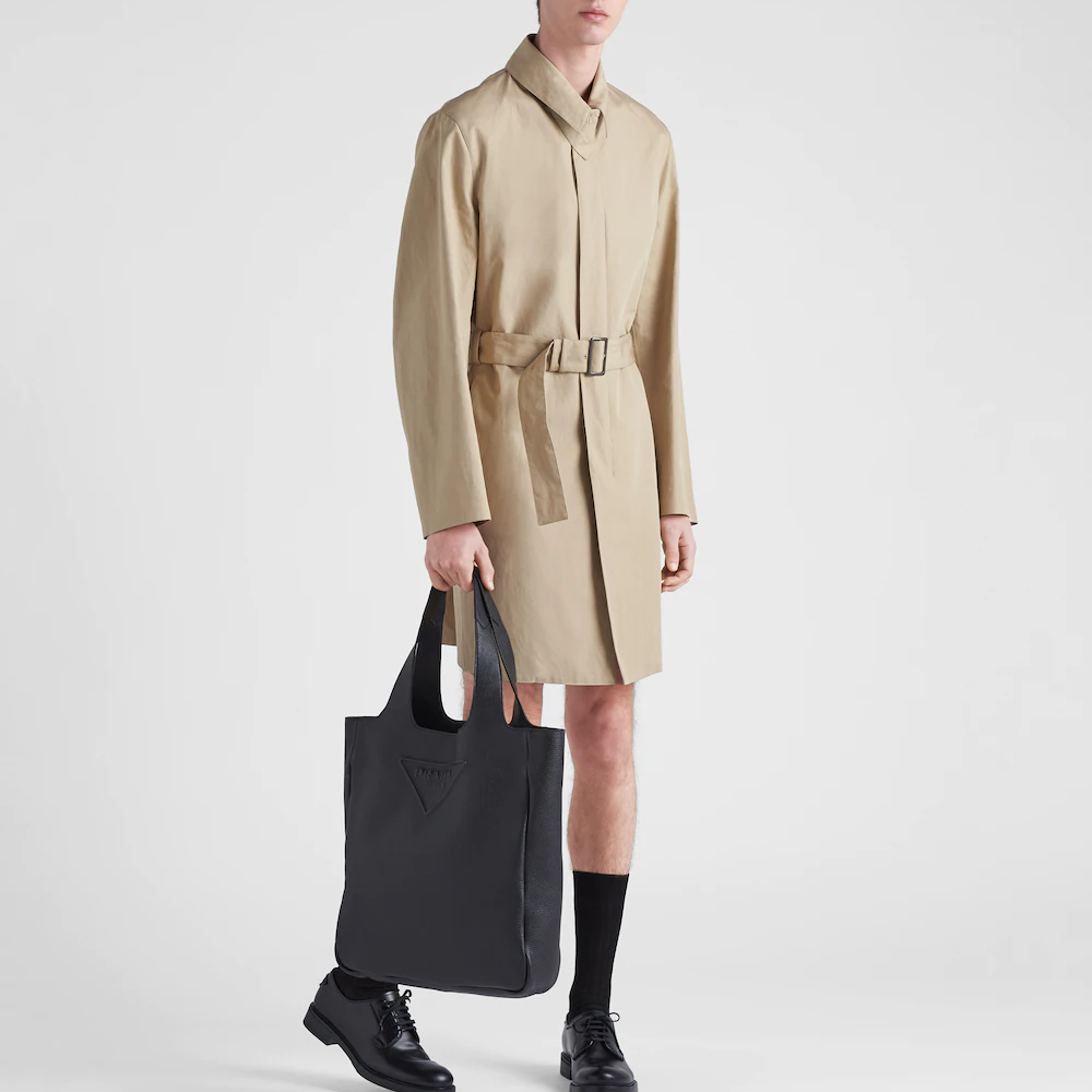 Lookbook PRADA  Beige Solid Color Lace-Up Mid-Length Loose Fit Overcoat SGC003-1Z8Z-F0065-S-221