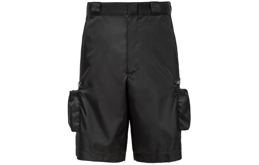 Order 普拉达黑色休闲短裤带侧拉链口袋 SPH393-1WQ8-F0002-S-OOO