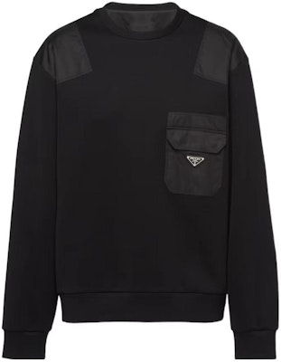 PRADA Baju Sweater Leher Bulat Hitam dengan Reka Bentuk Tampalan Warna. UJL35B-11JE-F0806-S-OOO Order PRADA Baju Sweater Leher Bulat Hitam dengan Reka Bentuk Tampalan Warna. UJL35B-11JE-F0806-S-OOO