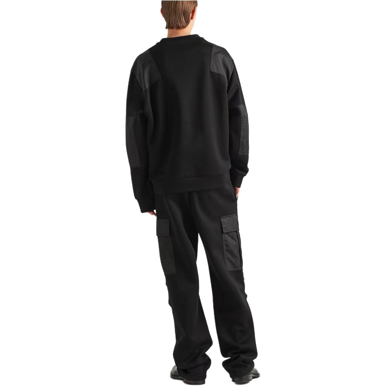 Shop PRADA Baju Sweater Leher Bulat Hitam dengan Reka Bentuk Tampalan Warna. UJL35B-11JE-F0806-S-OOO