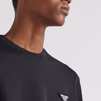 Details for PRADA 黑色圓領純色徽標短袖T恤。 UJN837-240-F0002-S-WMO