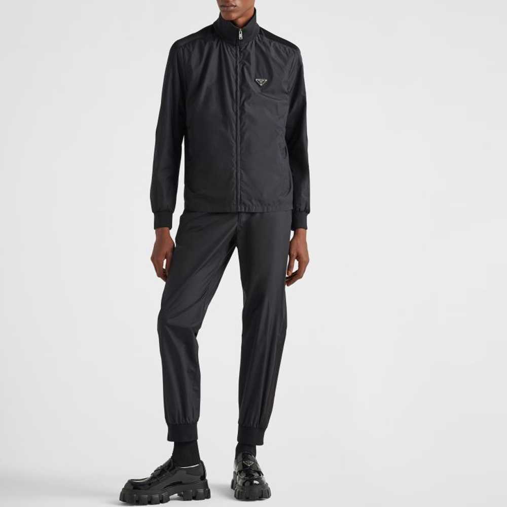 Lookbook 普拉达黑色弹力腰带针织休闲裤 SPH332-133V-F0002