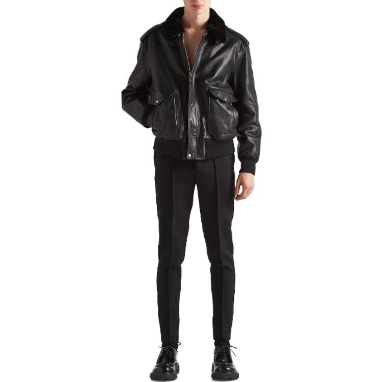 Lookbook PRADA  Black Glossy Zip-Up Jacket with Collar. UPW472-13C2-F0002-S-232