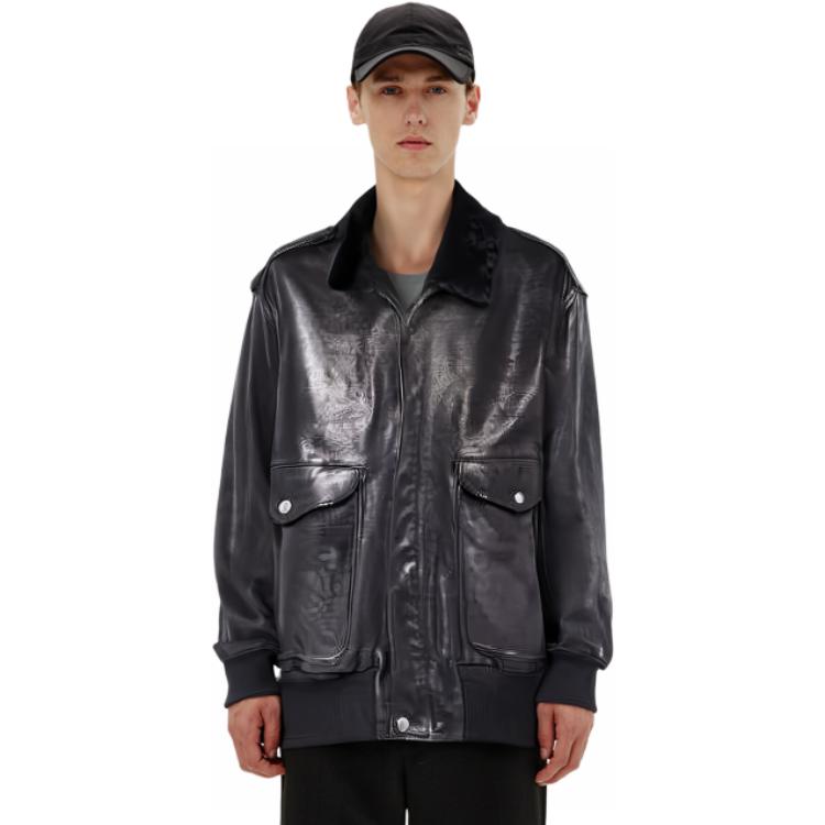 Purchase PRADA  Black Glossy Zip-Up Jacket with Collar. UPW472-13C2-F0002-S-232