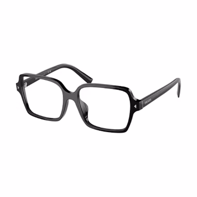 PRADA Black Irregular Acetate Optical Glasses with Lettered Temples. PRA02V1AB1O1