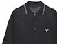 Shop PRADA Black Knit Polo Shirt with Solid Color Embroidered Logo UMB2741ZRP-F0002