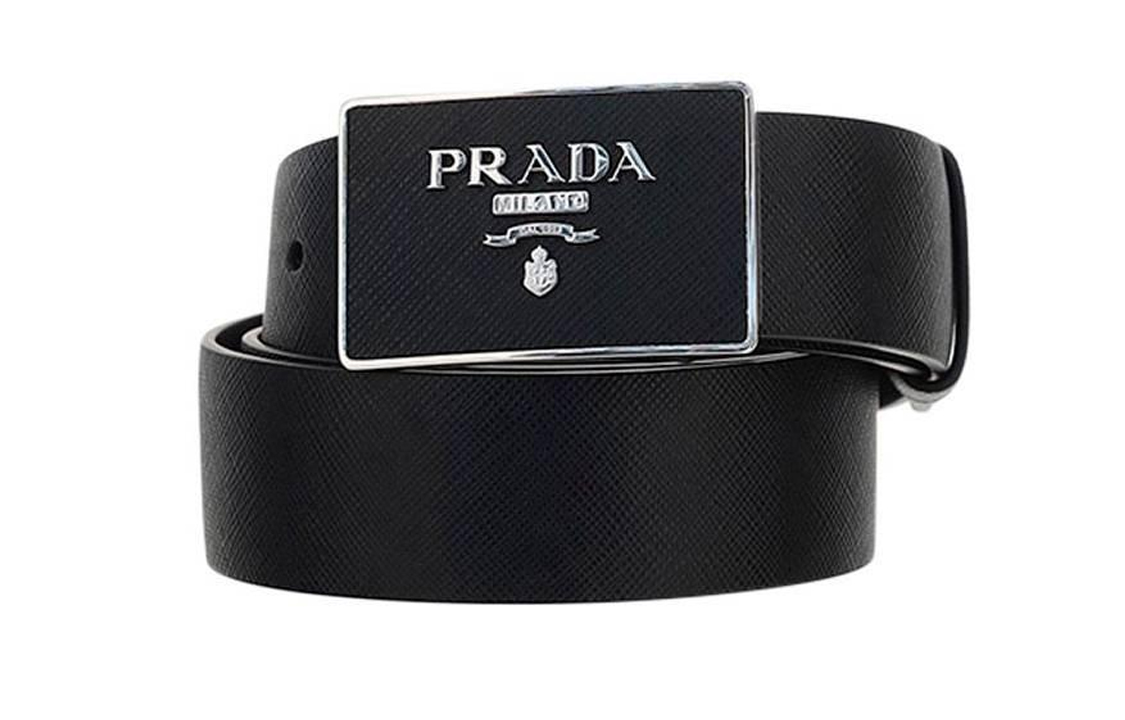 Order PRADA  Black Leather Belt with Logo Buckle Stylish Design. 2CC534053F0002
