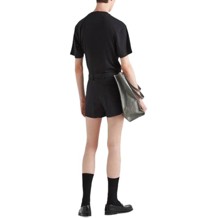 Shop PRADA  Black Logo Crewneck Loose Fit T-Shirt UJN852-13CC-F0002-S-232